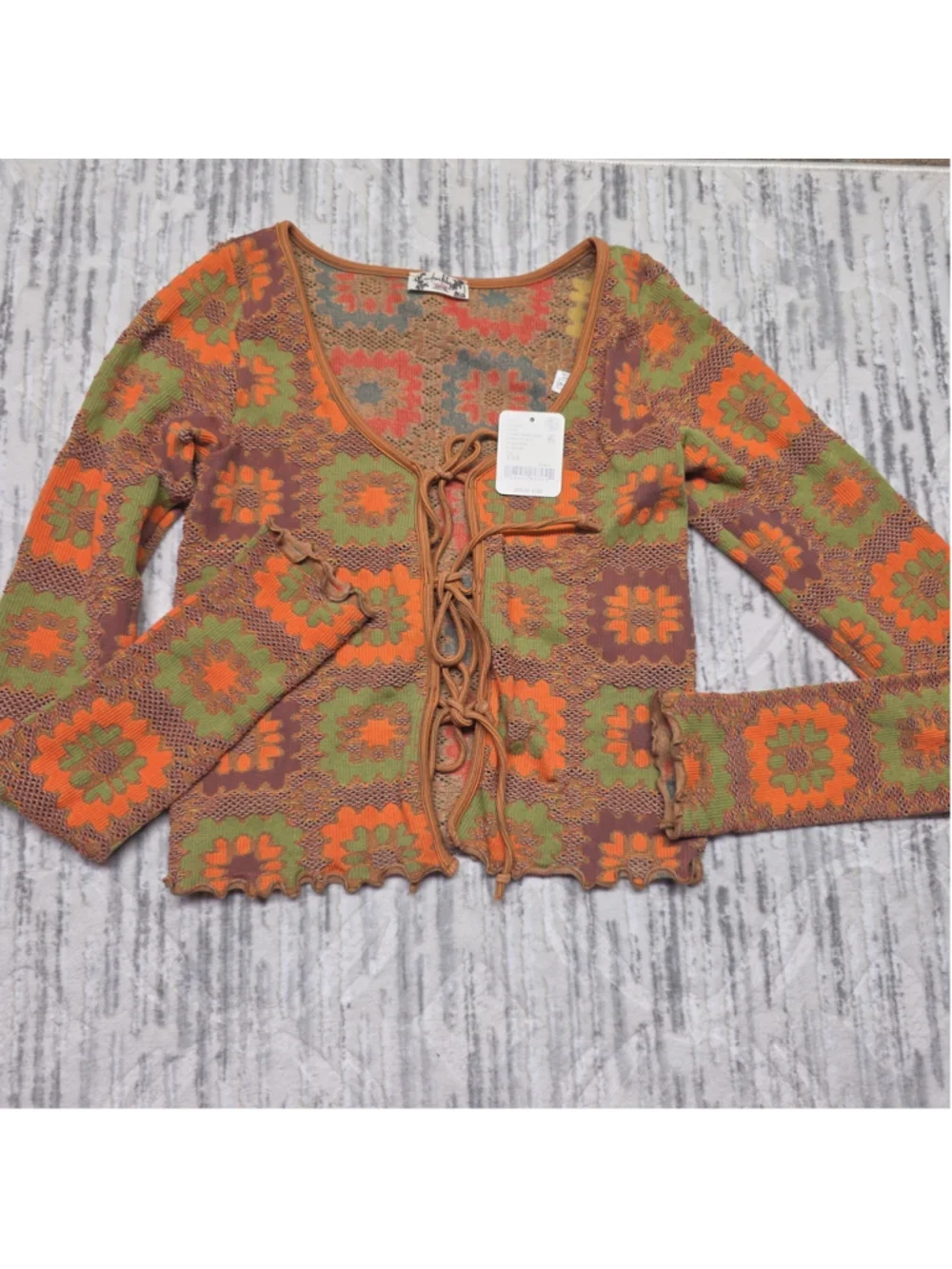 Free People Intimately Women's Orange Free For All Cardi Sz XS New
